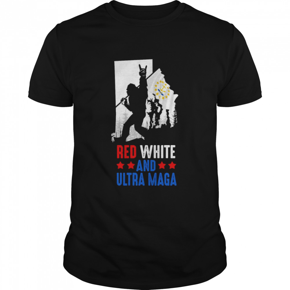 Rhode Island America Bigfoot Red White And Ultra Maga  Classic Men's T-shirt