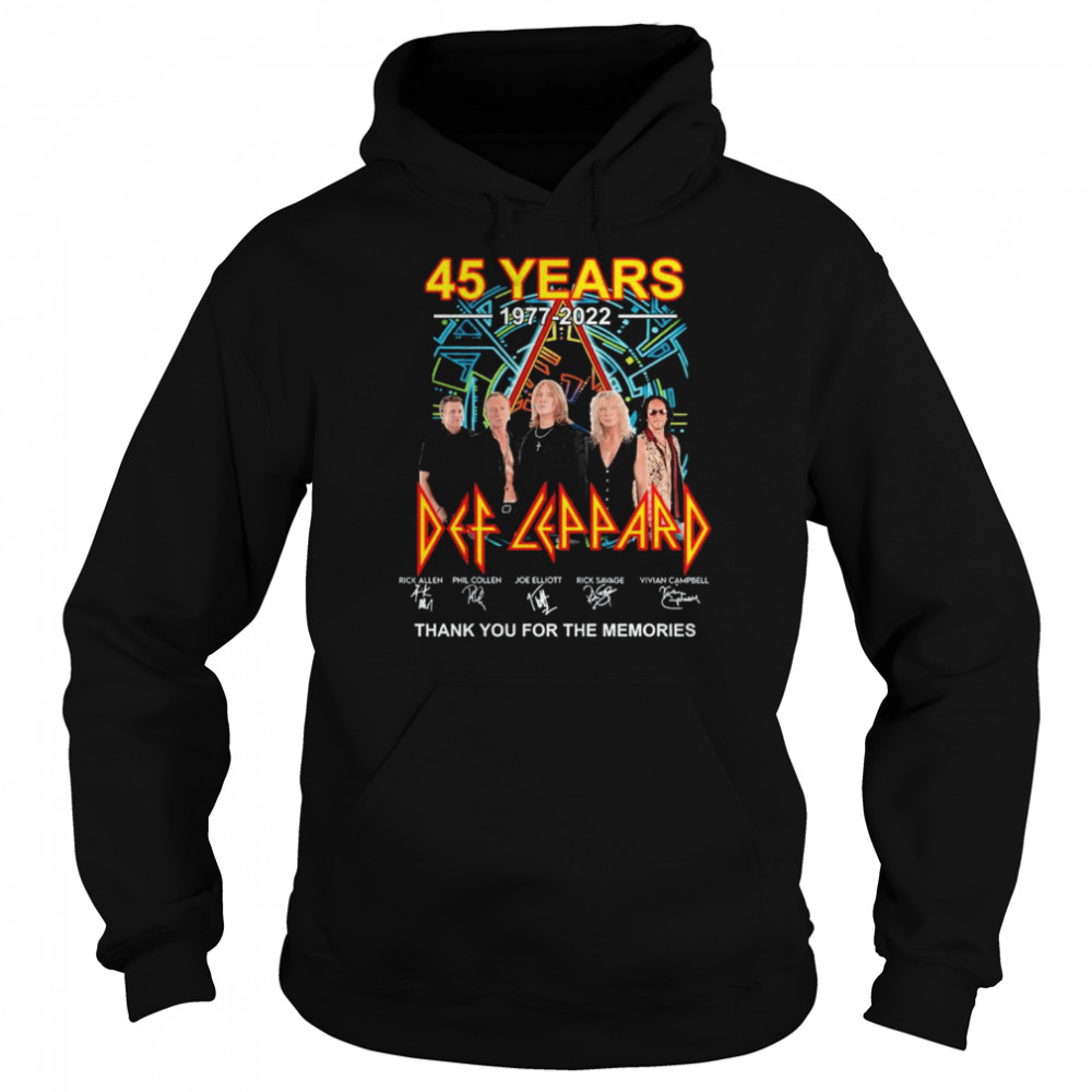 Def Leppard 45 years 1977-2022 signatures thank you for the memories shirt Unisex Hoodie