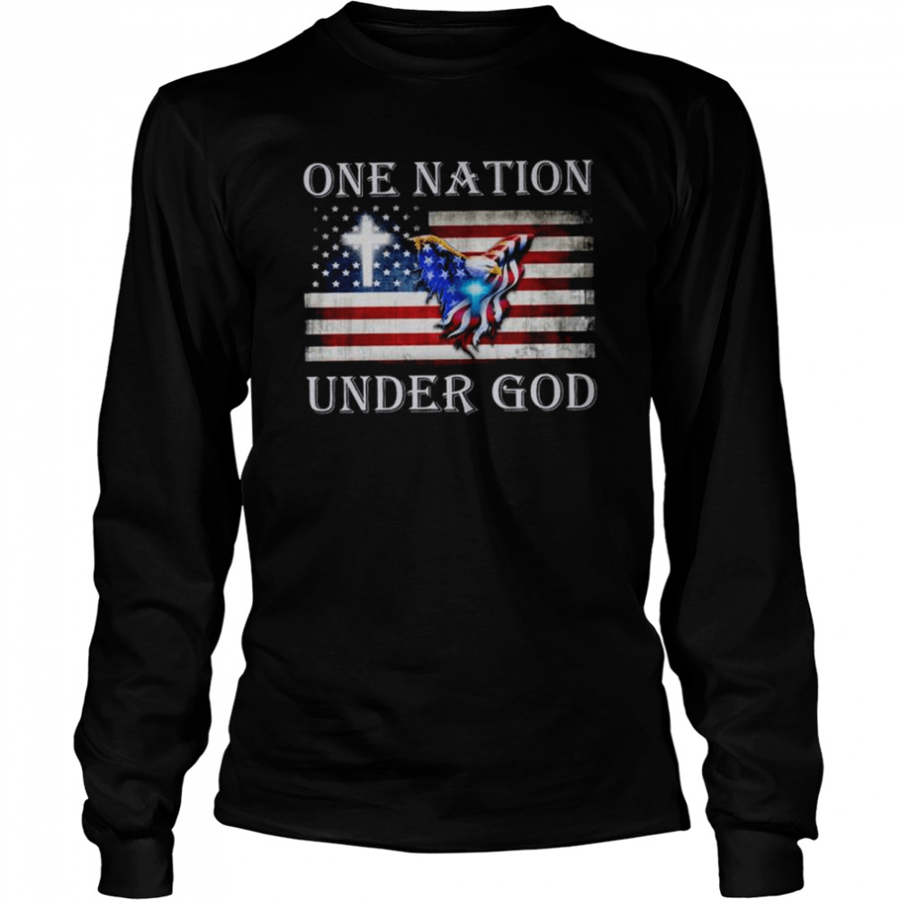 Eagle one nation under god American flag shirt Long Sleeved T-shirt