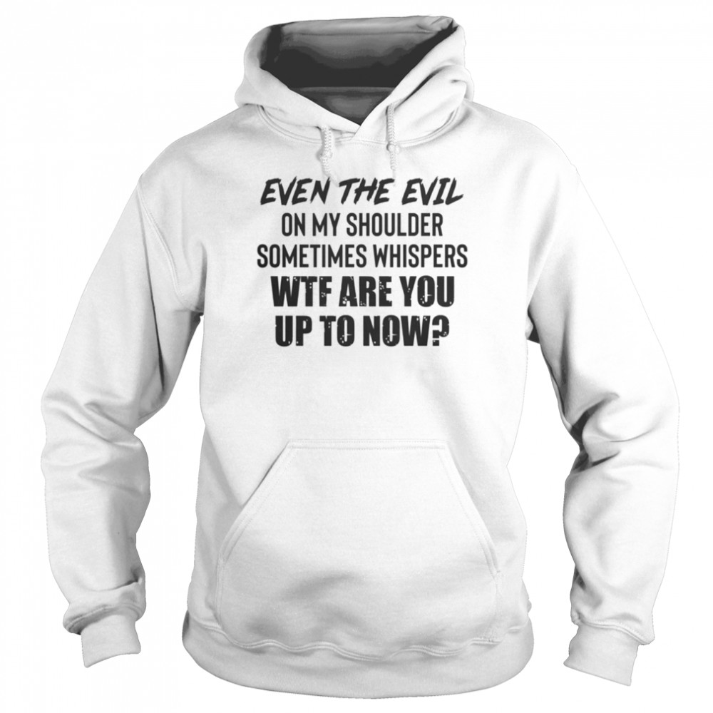 Even the evil on my shoulder sometimes whispers wtf are you up to now shirt Unisex Hoodie