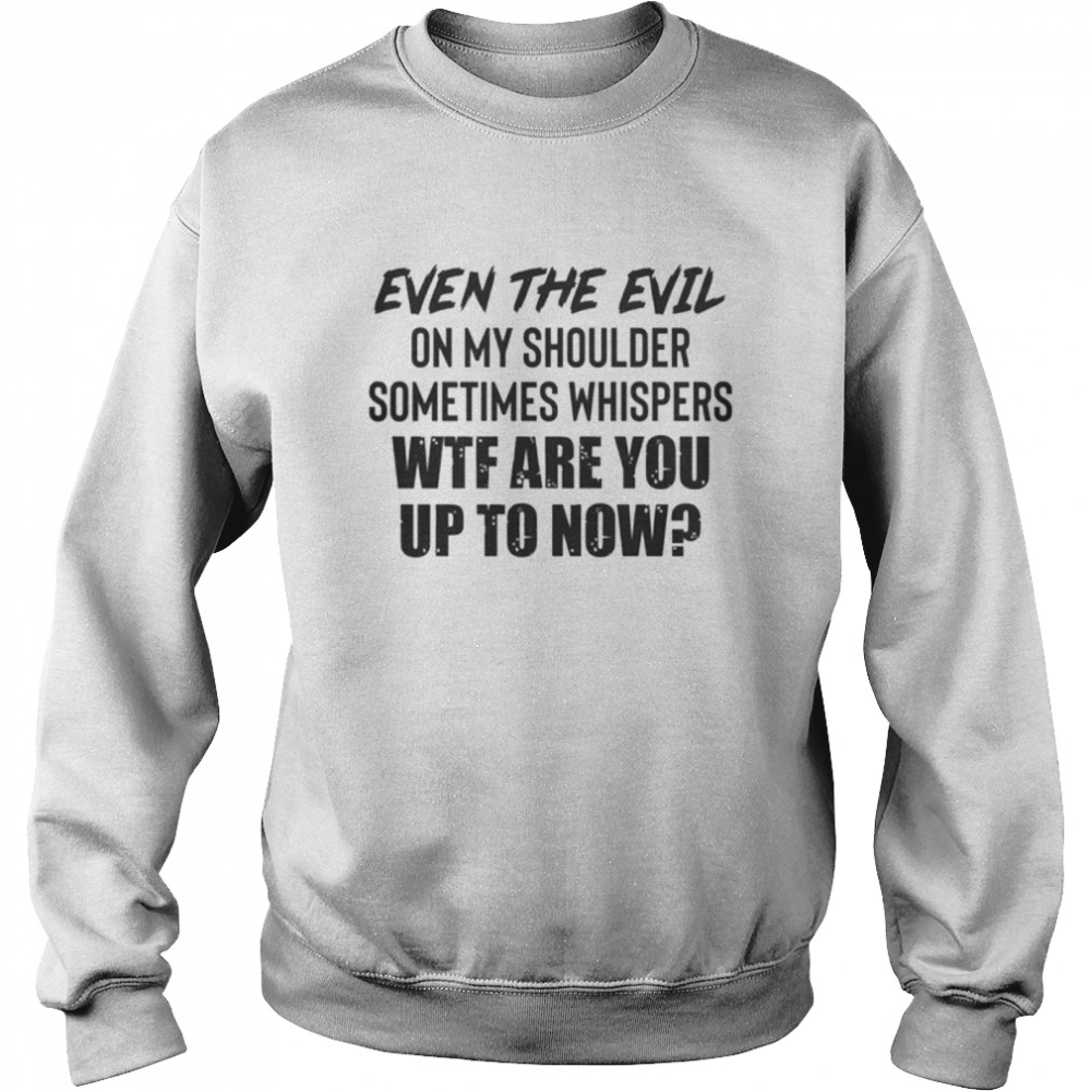 Even the evil on my shoulder sometimes whispers wtf are you up to now shirt Unisex Sweatshirt