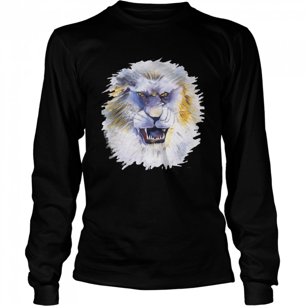 Hand painted watercolor lion face Classic T- Long Sleeved T-shirt