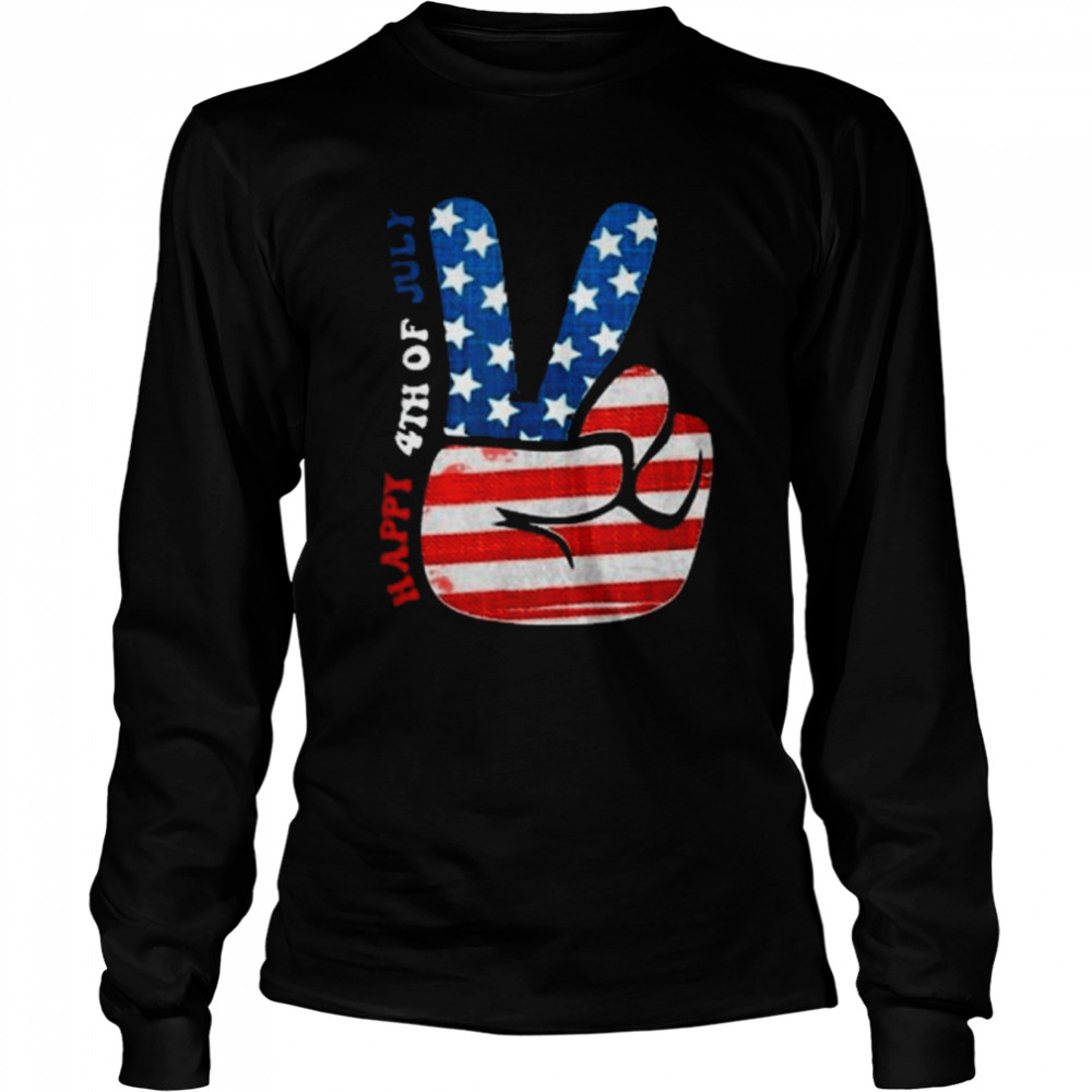 Happy 4th Of July America Rockin’ Sign Celebrating Freedom  Long Sleeved T-shirt