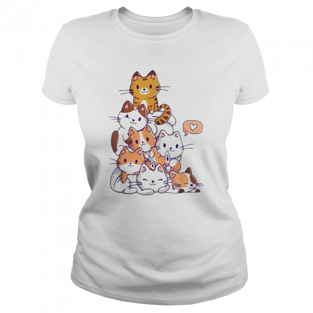 Kawaii Cat Kitty Meowtain Cats Pile Chibi  Classic Women's T-shirt