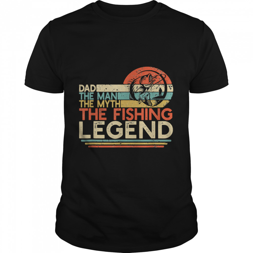 Mens Vintage Bass Fishing Dad Man The Myth The Legend Fisherman Classic T-Shirt