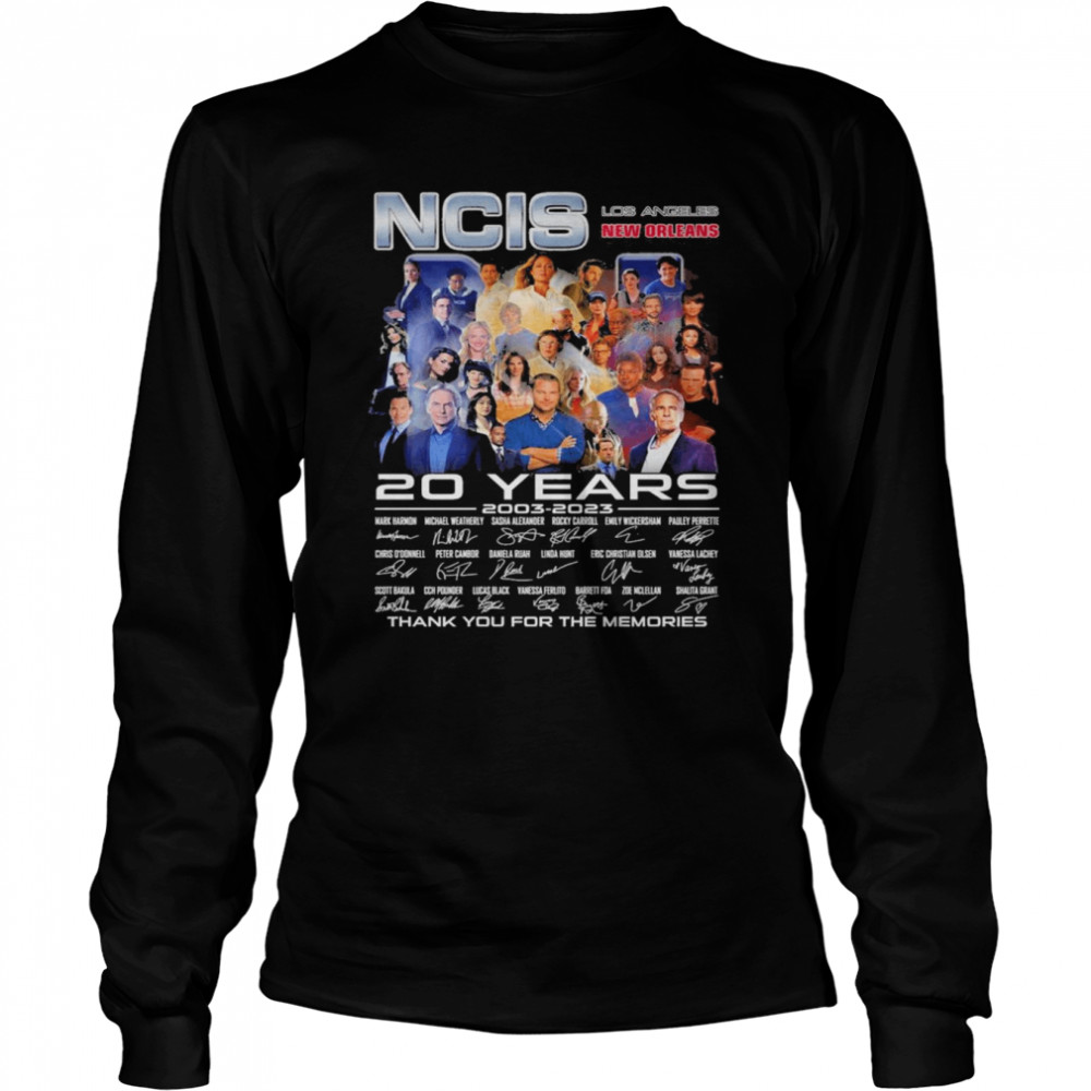 NCIS Los Angeles New Orleans 20 Years 2003-2023 Signature Thank You For The Memories  Long Sleeved T-shirt