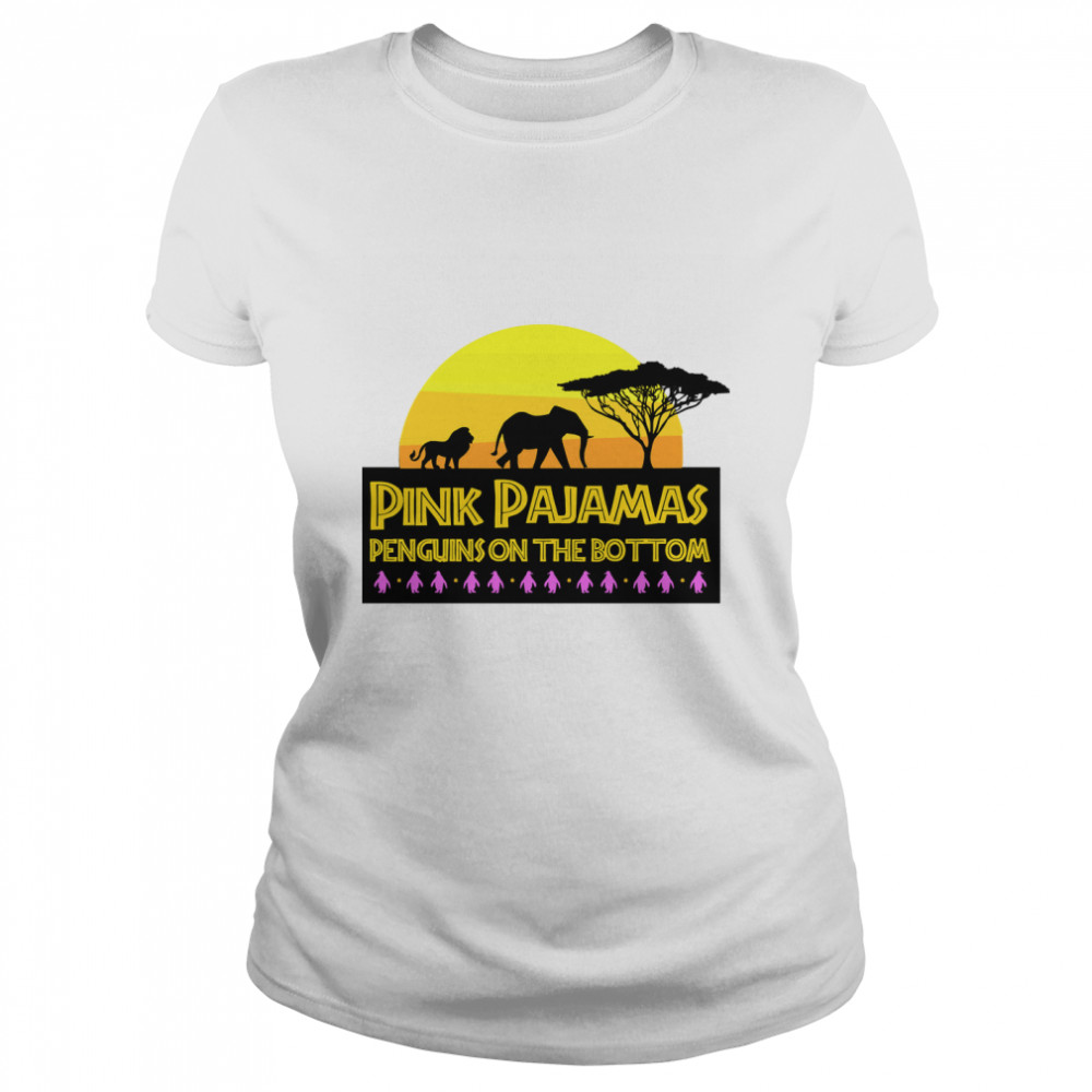 Pink Pajamas Penguins On The Bottom Animal Classic T- Classic Women's T-shirt