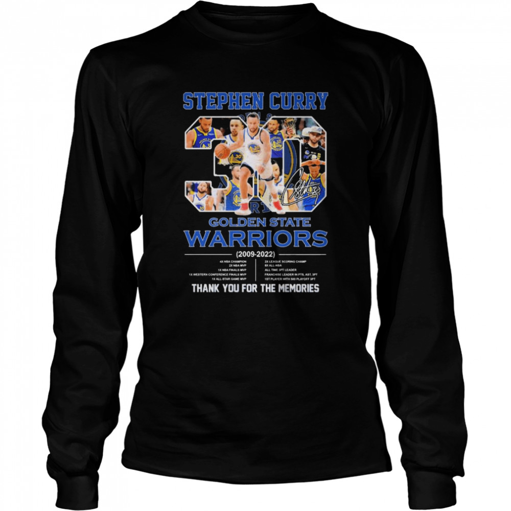 Stephen Curry 30 Golden State Warriors 2009-2022 thank you for the memories signature shirt Long Sleeved T-shirt
