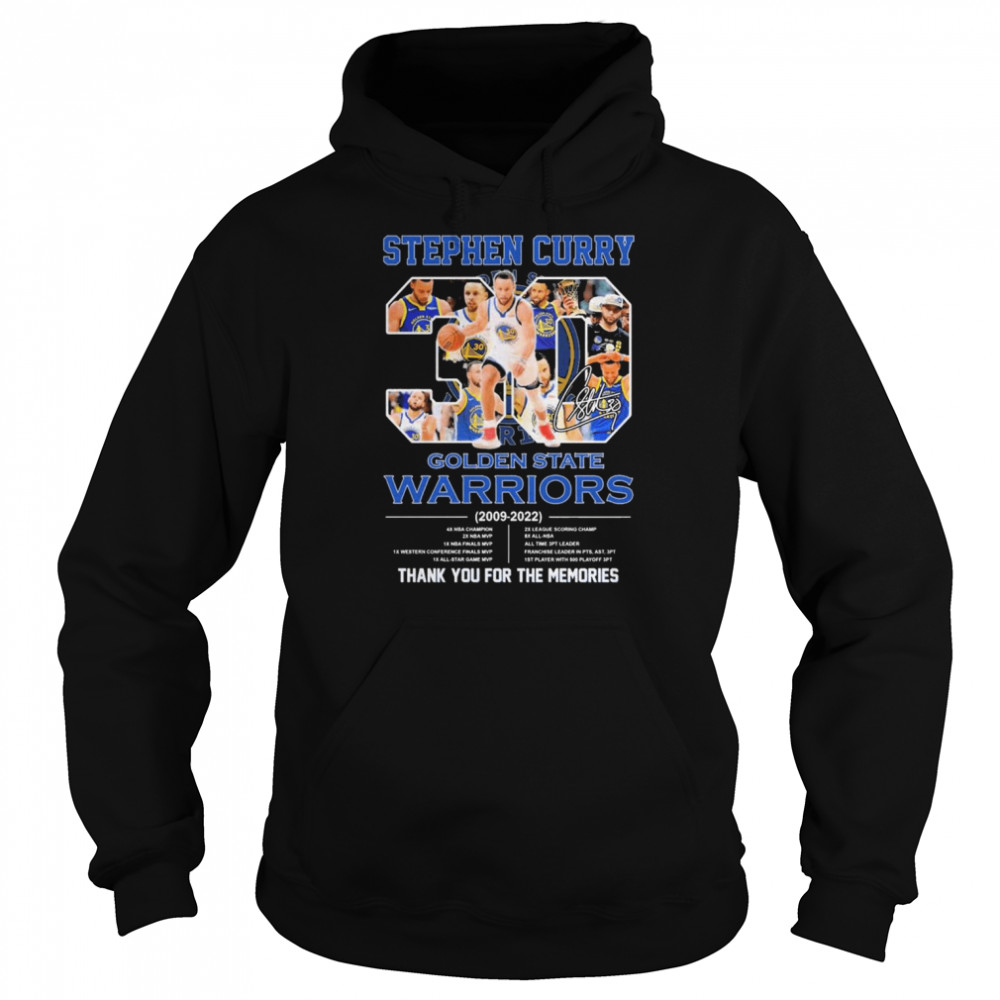 Stephen Curry 30 Golden State Warriors 2009-2022 thank you for the memories signature shirt Unisex Hoodie