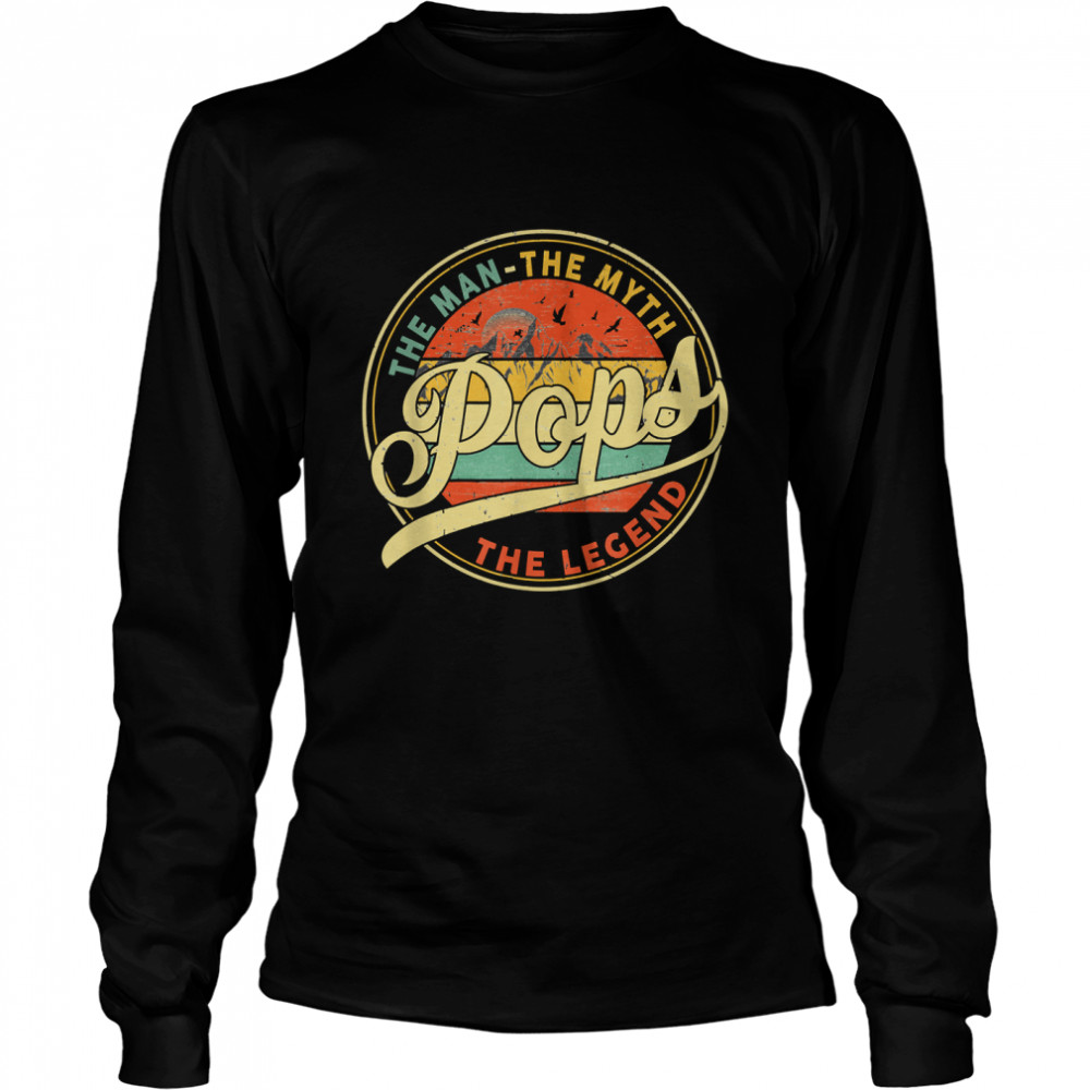 Vintage Pops Man Myth Legend Daddy Grandpa Gift Ideas Family Classic T- Long Sleeved T-shirt