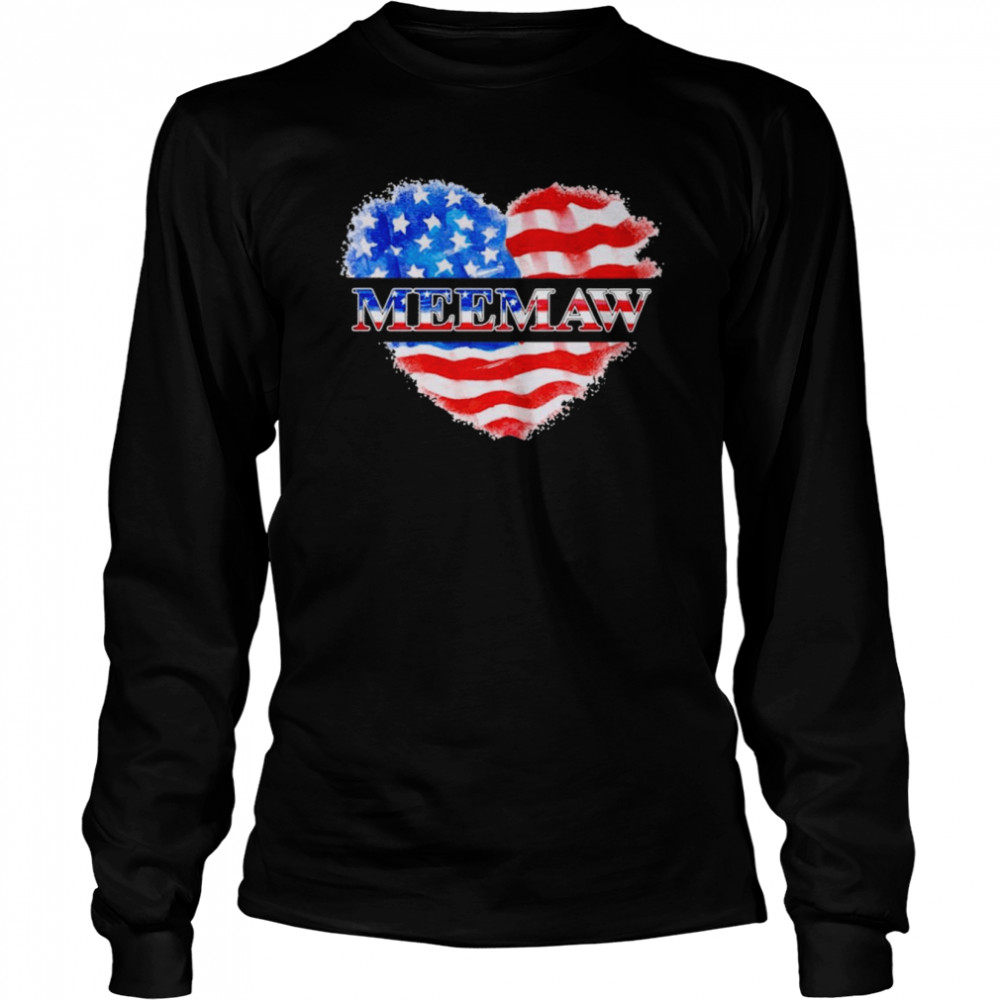 4th Of July Meemaw Heart Independence  Long Sleeved T-shirt