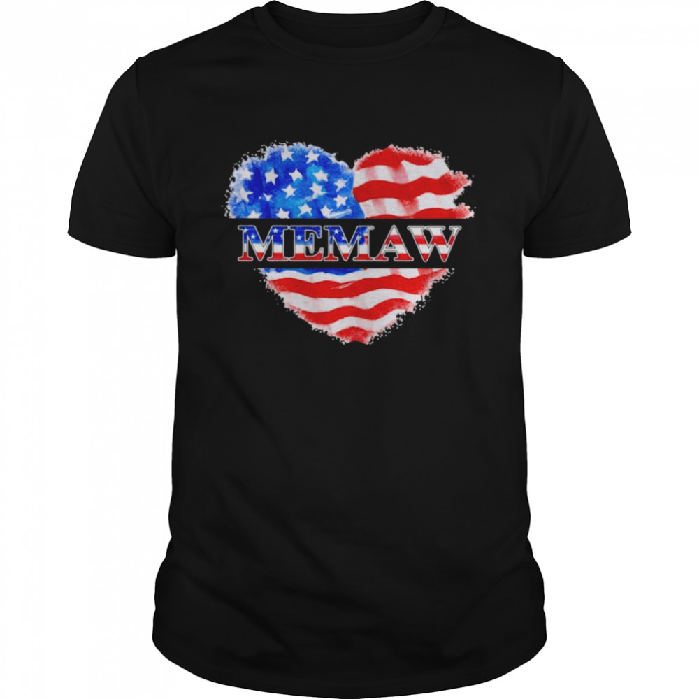 4Th Of July Memaw Heart Independence Shirt