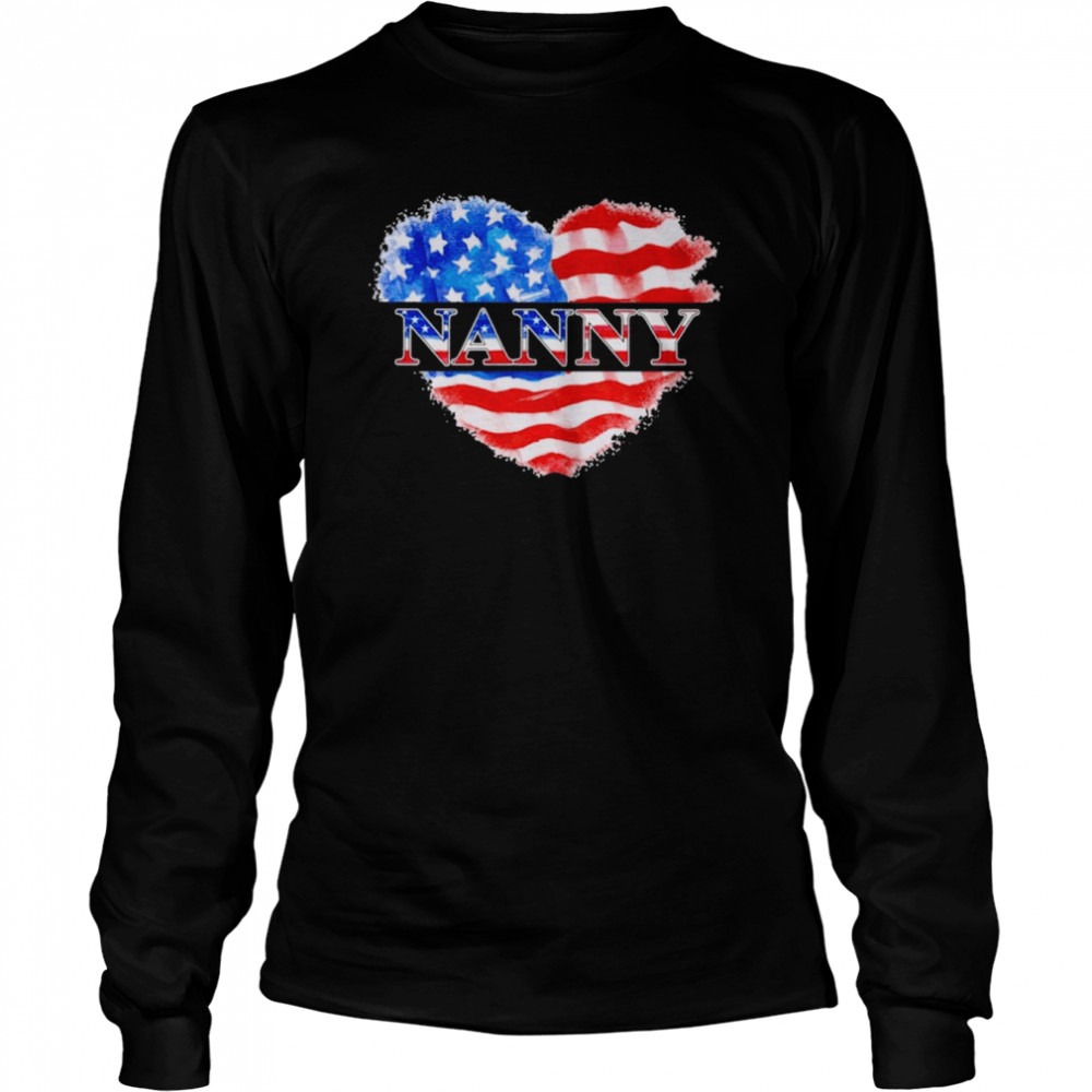 4th Of July Nanny Heart Independence  Long Sleeved T-shirt