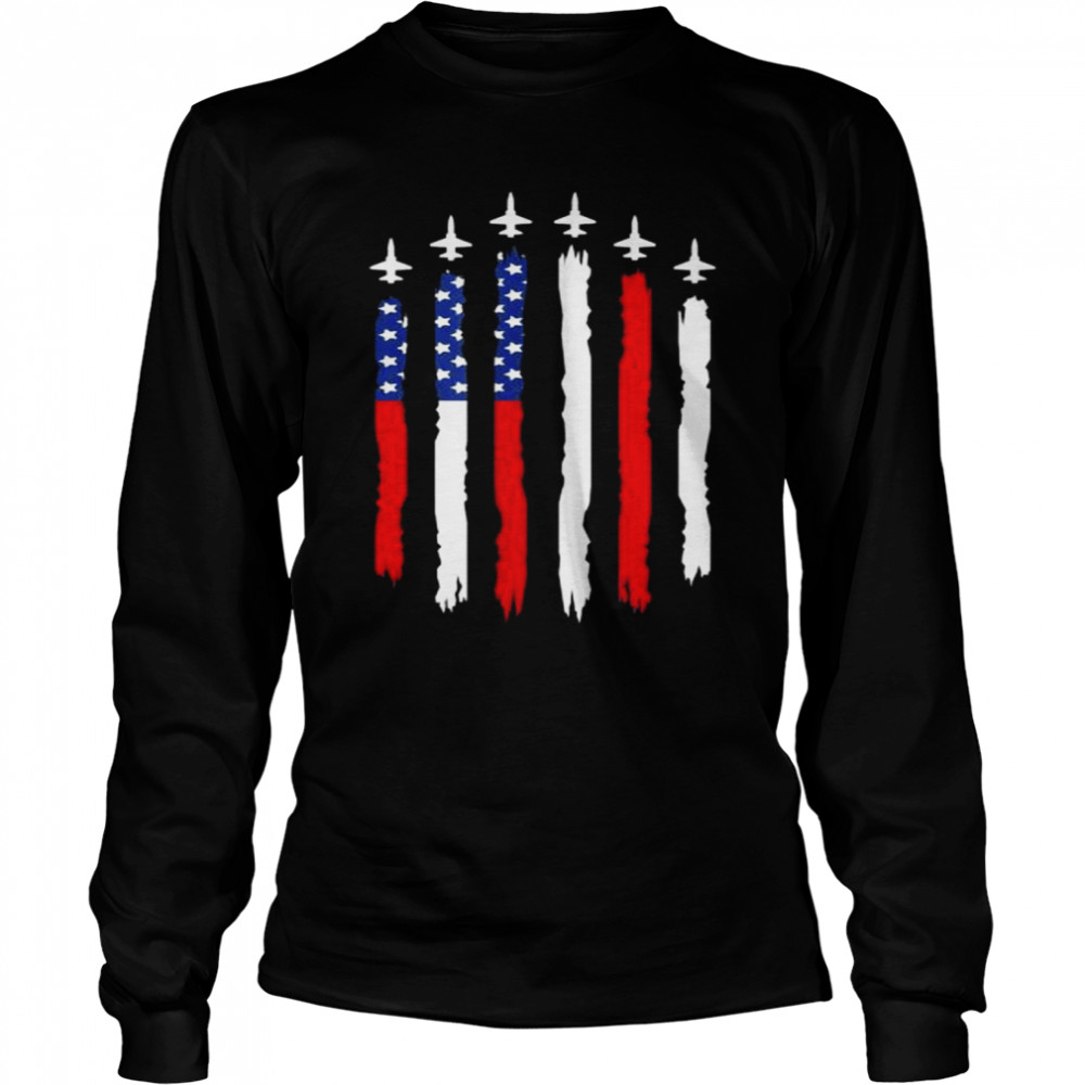 4th of july red white blue American flag shirt Long Sleeved T-shirt