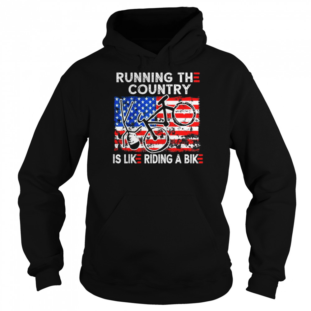 Bike bicycle running the country is like riding a bike American flag shirt Unisex Hoodie