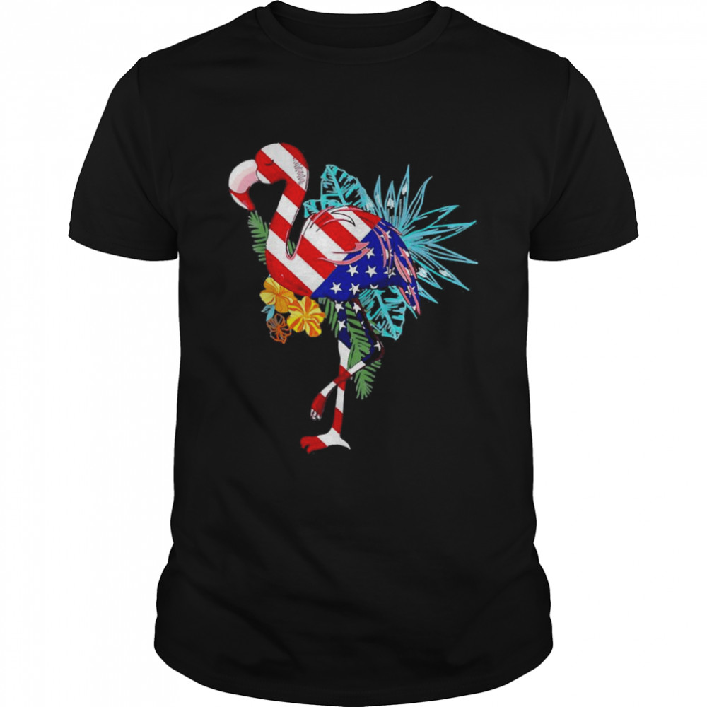 Flamingo American flag America patriotic 4th of july shirt Classic Men's T-shirt