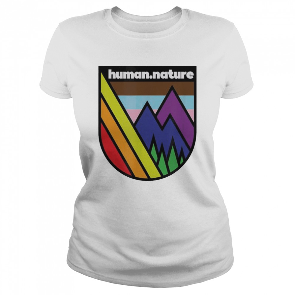 Lgbtq queer gay mountains pride trees hiking shirt Classic Women's T-shirt