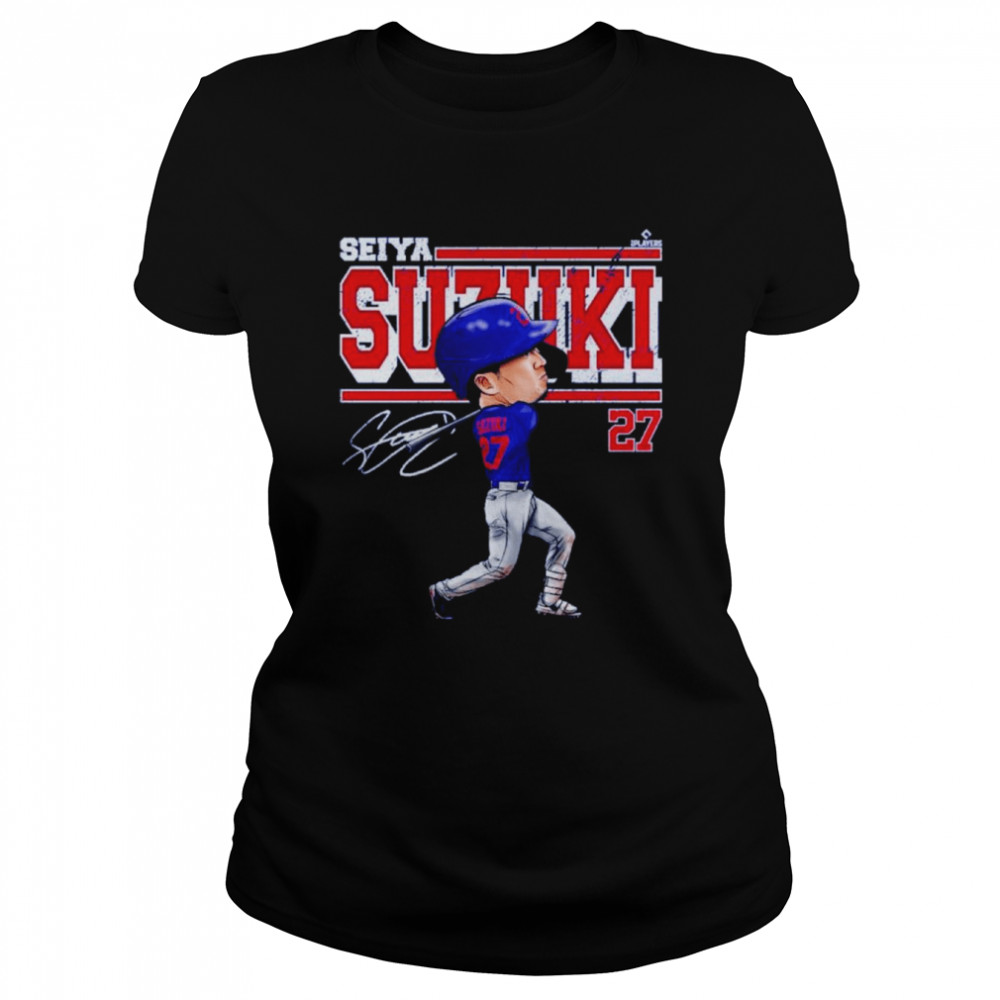 Seiya Suzuki Chicago C Cartoon Baseball Signatures  Classic Women's T-shirt