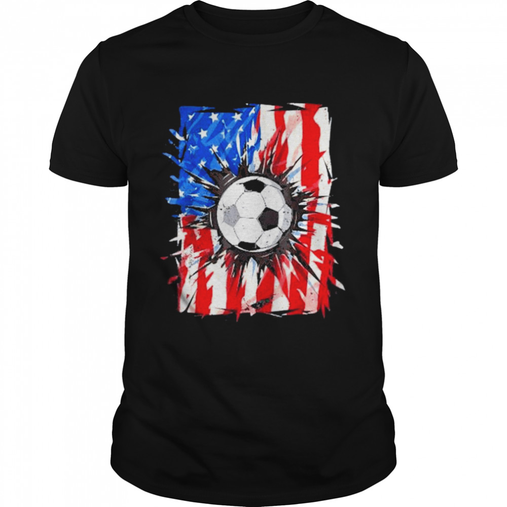 Soccer 4Th Of July Usa American Flag Vintgage Shirt