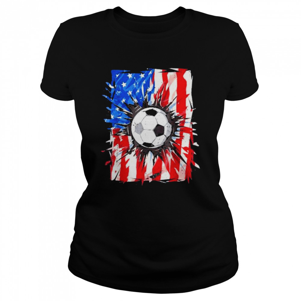 Soccer 4th of july usa American flag vintgage shirt Classic Women's T-shirt