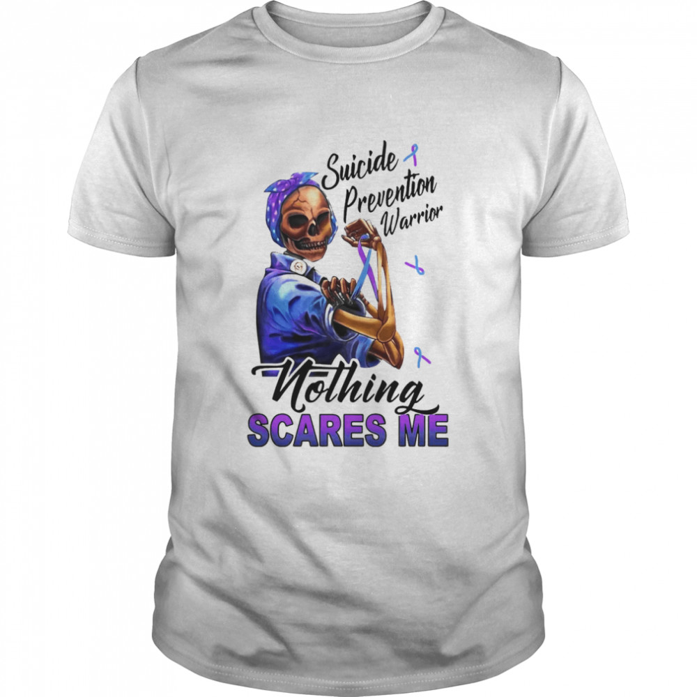 Skeleton Suicide Prevention Warrior Nothing Scares Me  Classic Men's T-shirt