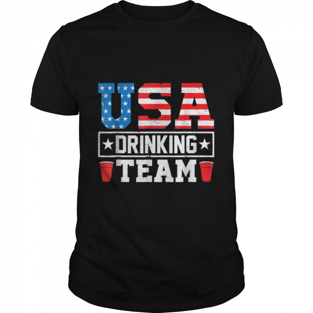 4Th Of July Usa Drinking Team Funny Drinking Beer Lover T-Shirt B0B45Pt95J
