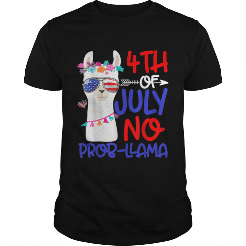 4Th Of July Women No Prob-Llama Usa Flag For Men Women T-Shirt B0B45R4Jw1