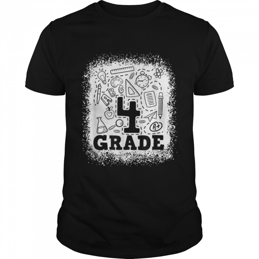 Bleached 4Th Grade Typography Team 4Th Grade Back To School T-Shirt B0B45Lmfsq