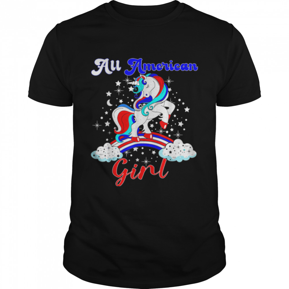 Celebrate 4Th Of July America Independence Usa Unicorn Girls T-Shirt B0B4Zkzz69