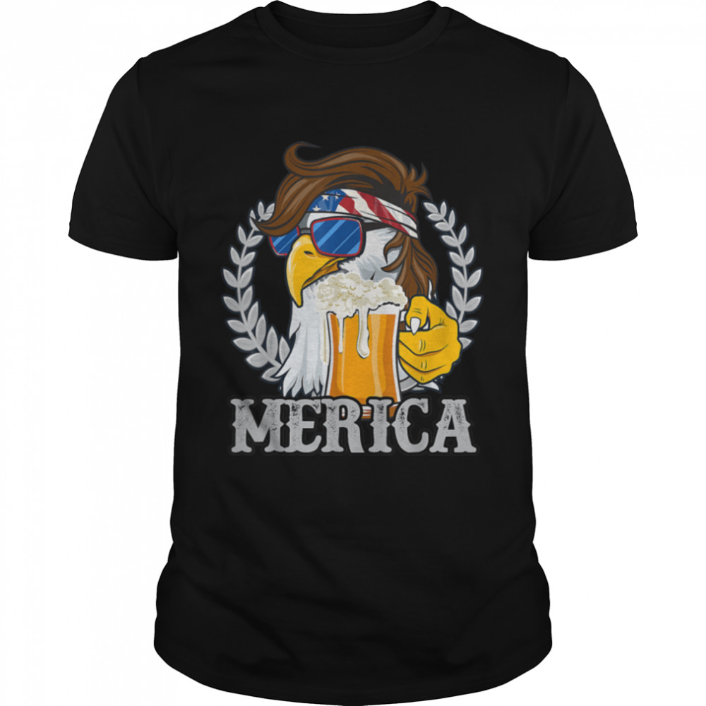 Eagle Mullet Merica Shirt Mens 4th Of July American Flag USA T-Shirt B0B45QTVMF