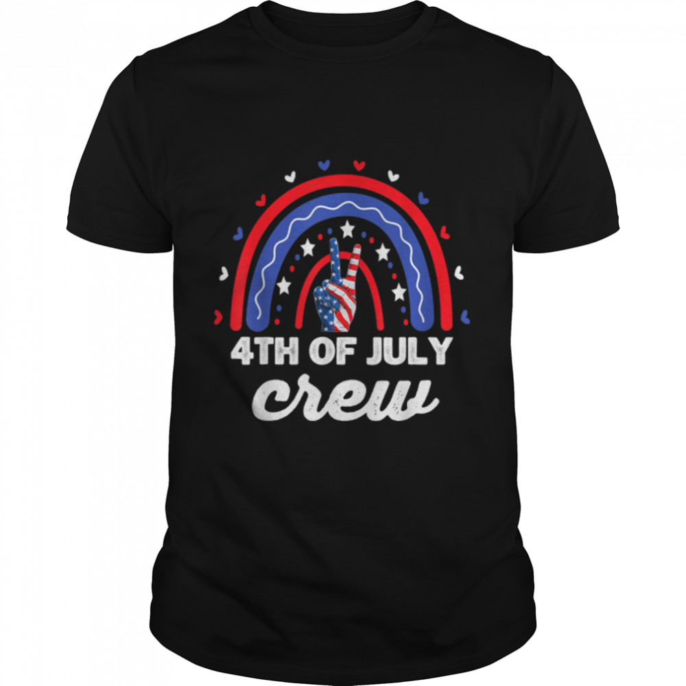 Fourth 4Th Of July Crew Matching Family Peace Sign Fun Group T-Shirt B0B4Zjkcj9