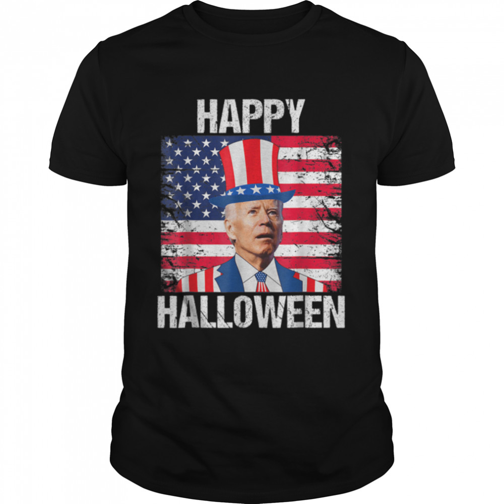 Funny Biden Happy 4Th Of July Happy Halloween Confused Flag T-Shirt B0B4Zycy99
