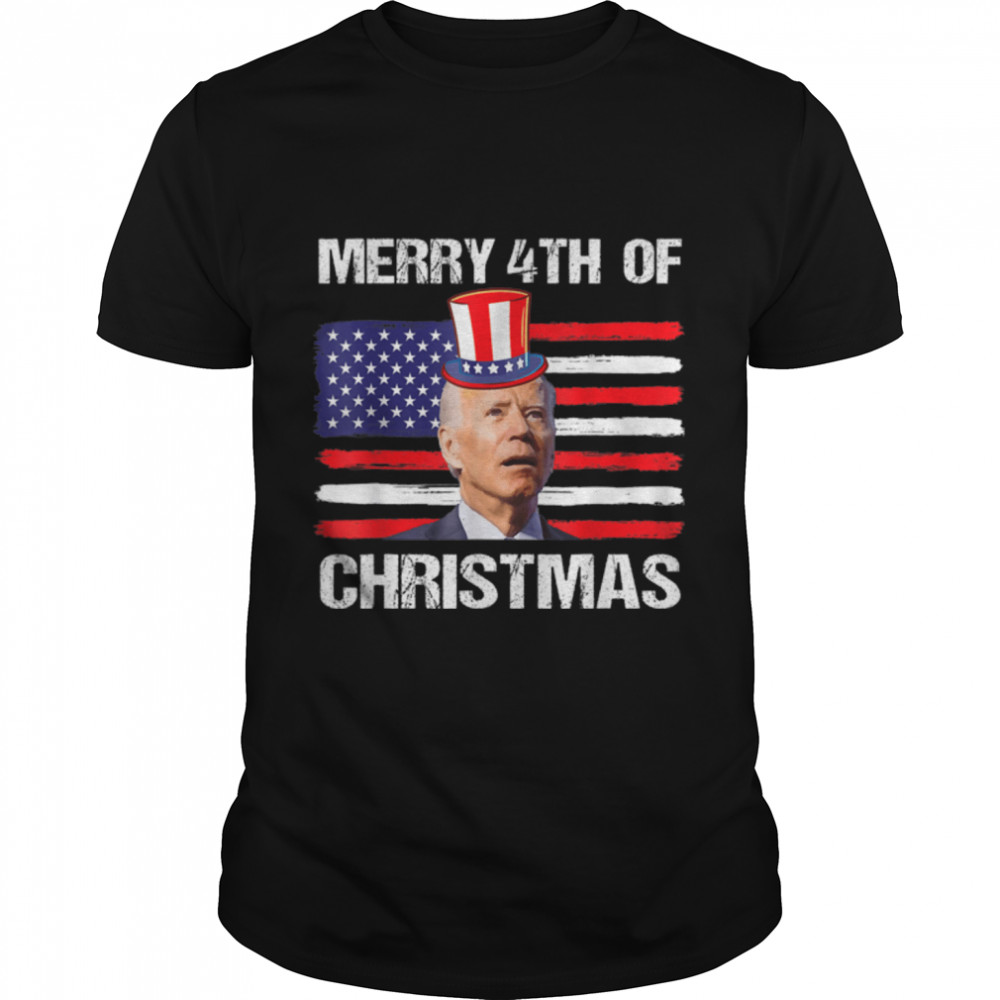 Funny Joe Biden Merry Christmas For Fourth Of July T-Shirt B0B4Z8Sz8Y