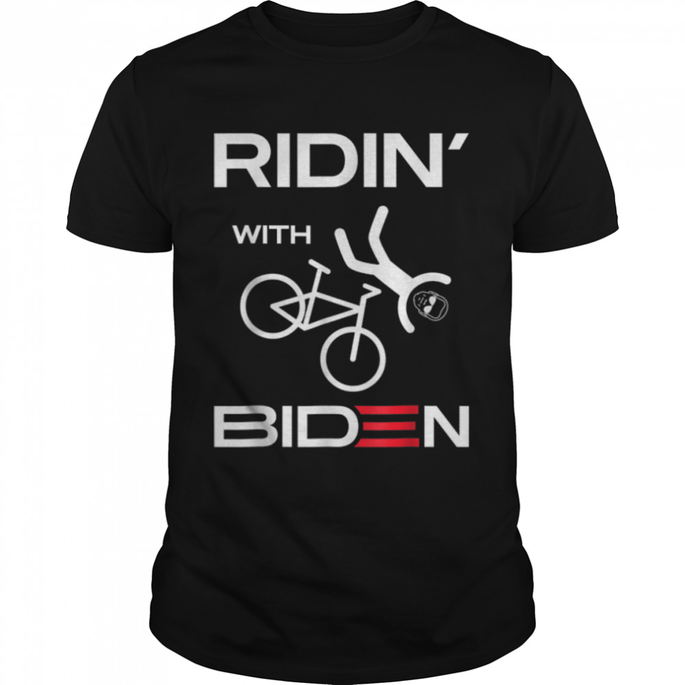Funny Riding With Biden Falling With Biden T-Shirt B0B51Jxvw9