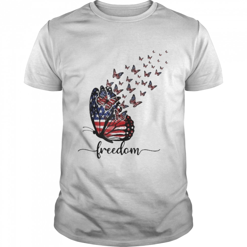 Happy Independence Day Usa Flag Freedom Butterfly Shirt