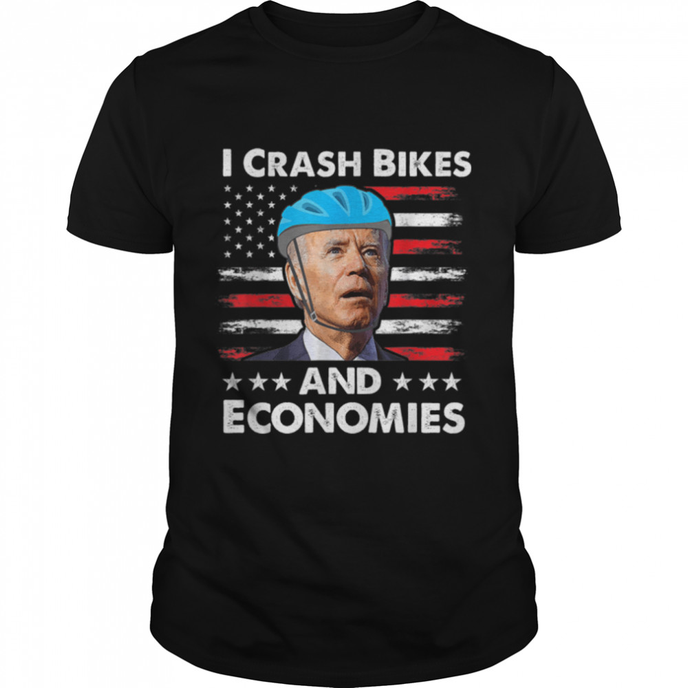I Crash Bikes And Economies Joe Biden Falling Off Bike T-Shirt B0B51Fk5Ks