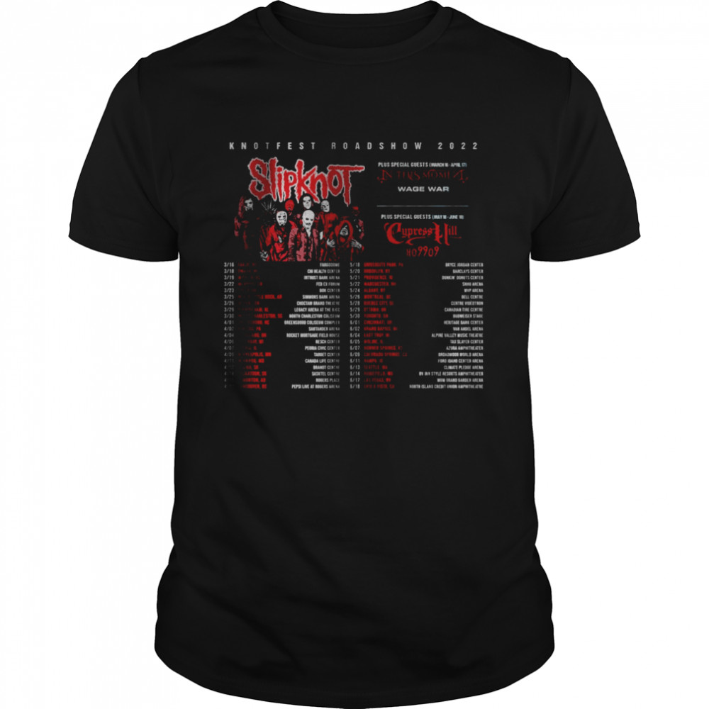 Slipknot Knotfest Roadshow Tour Dates 2022 New Lineup Front Side Black Tee Shirt