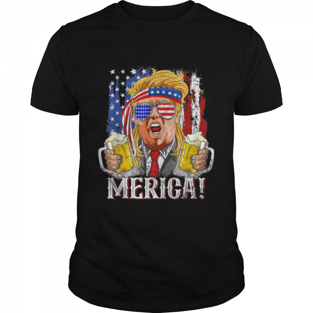 Trump Mullet 4Th Of July Usa American Flag Merica Trump T-Shirt B0B4Zzz24V