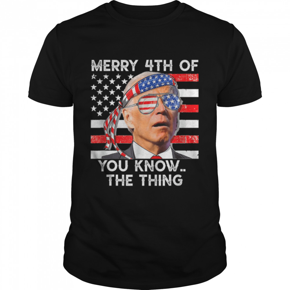 Vintage Merry 4th of You Know The Thing Usa Flag 4 July T- B0B4517PC5 Classic Men's T-shirt
