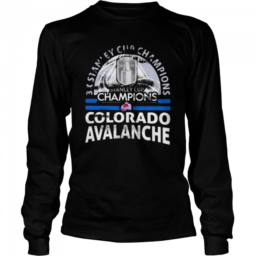 Colorado Avalanche Majestic Threads 3-Time Stanley Cup Champions shirt Long Sleeved T-shirt