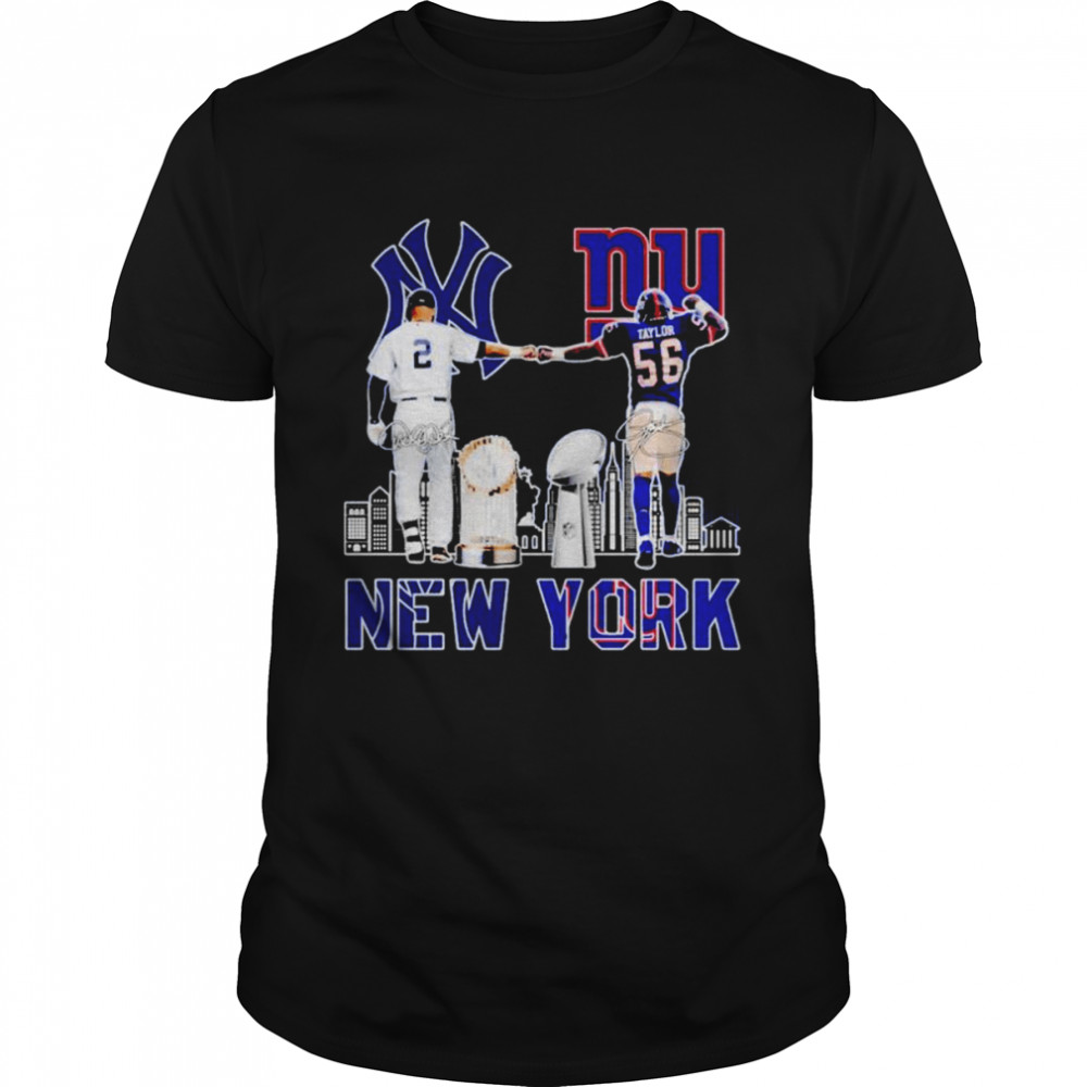 New York Yankees Derek Jeter New York Giants Lawrence Taylor signatures shirt Classic Men's T-shirt