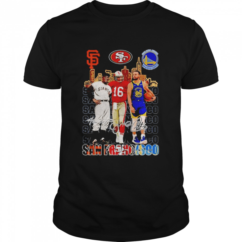 San Francisco #30 Stephen Curry #16 Joe Montana #24 Willie Mays Signatures shirt Classic Men's T-shirt