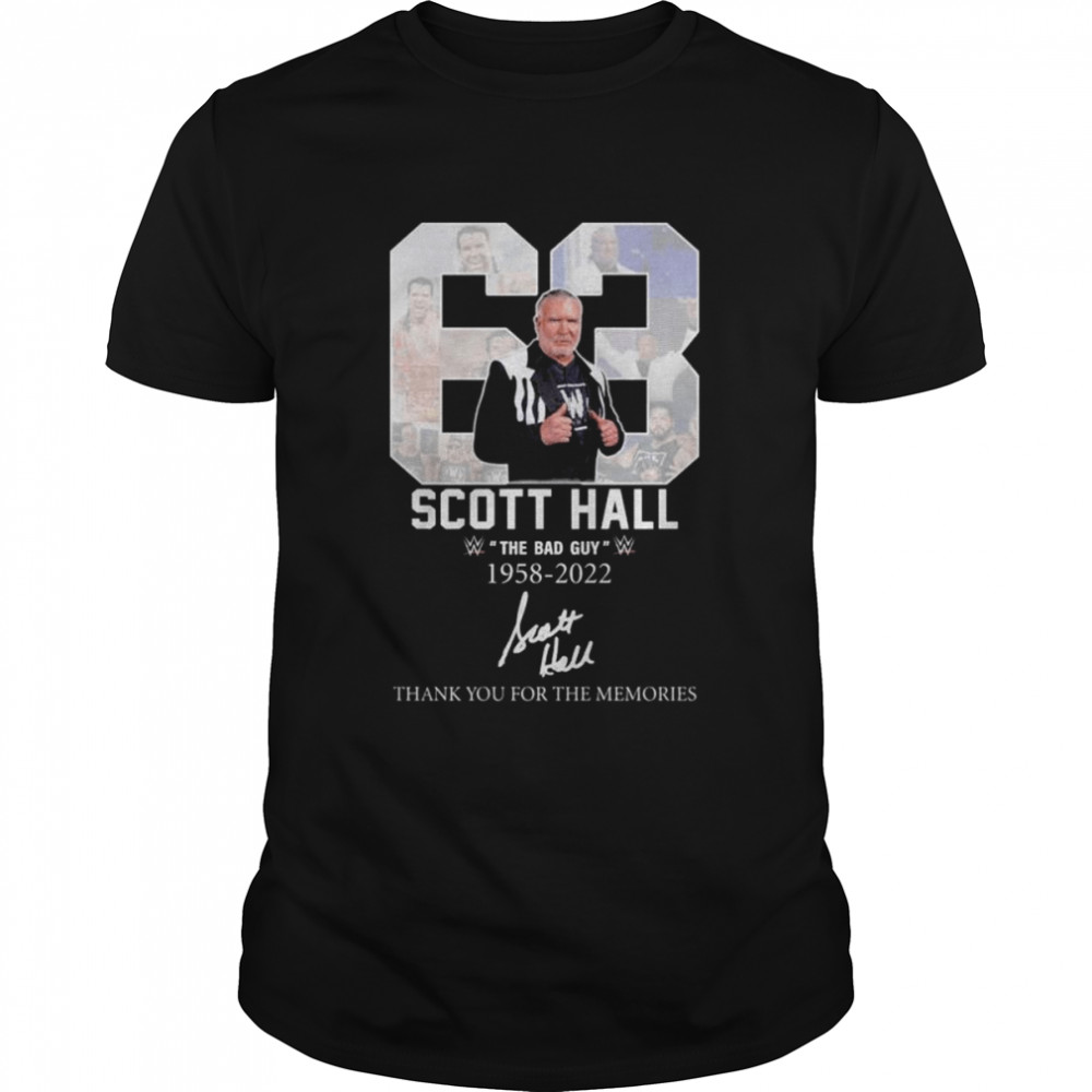 Scott Hall The Bad Guy 1958 2022 thank you for the memories signature shirt Classic Men's T-shirt