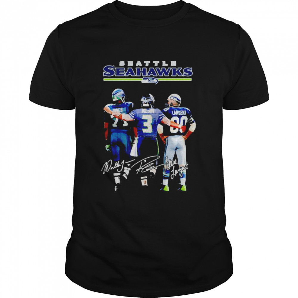 Seattle Seahawks Jones and Wilson and Largent signatures shirt Classic Men's T-shirt