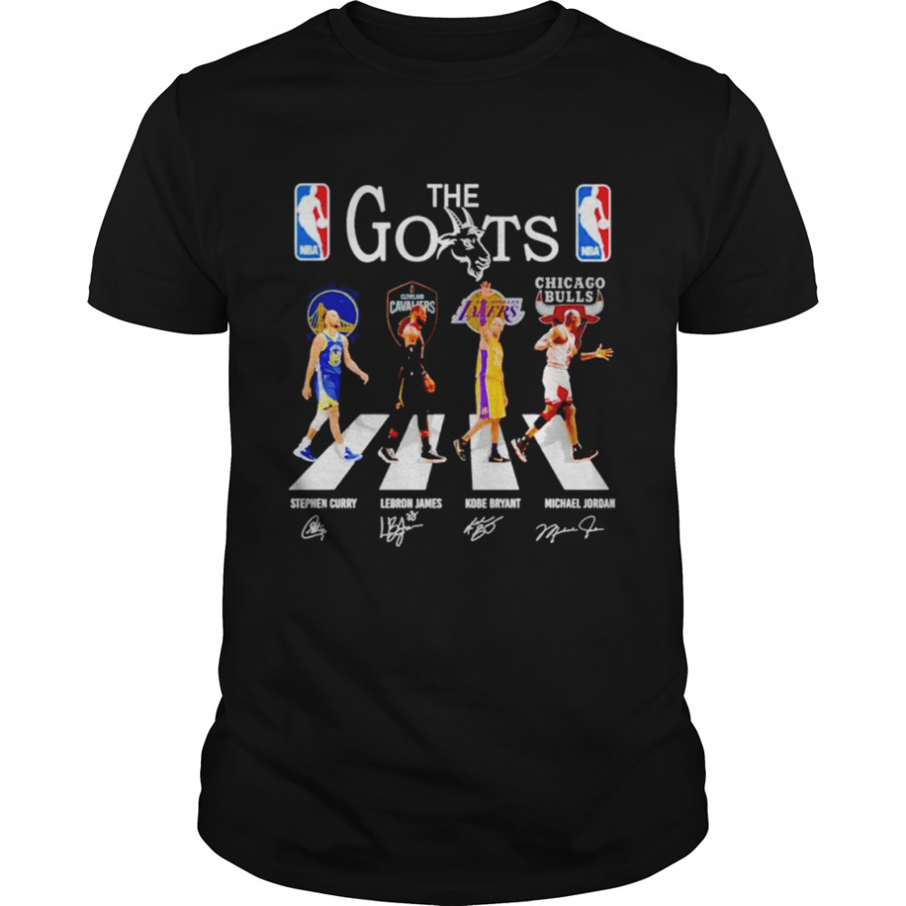 The Goats Stephen Curry Lebron James Kobe Bryant Michael Jordan Abbey Road signatures shirt Classic Men's T-shirt