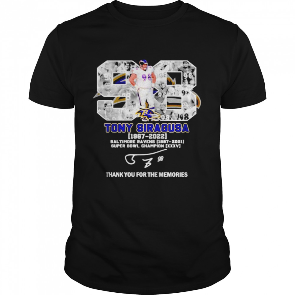 Tony Siragusa 1967-2022 Baltimore Ravens thank you for the memories signatures shirt Classic Men's T-shirt