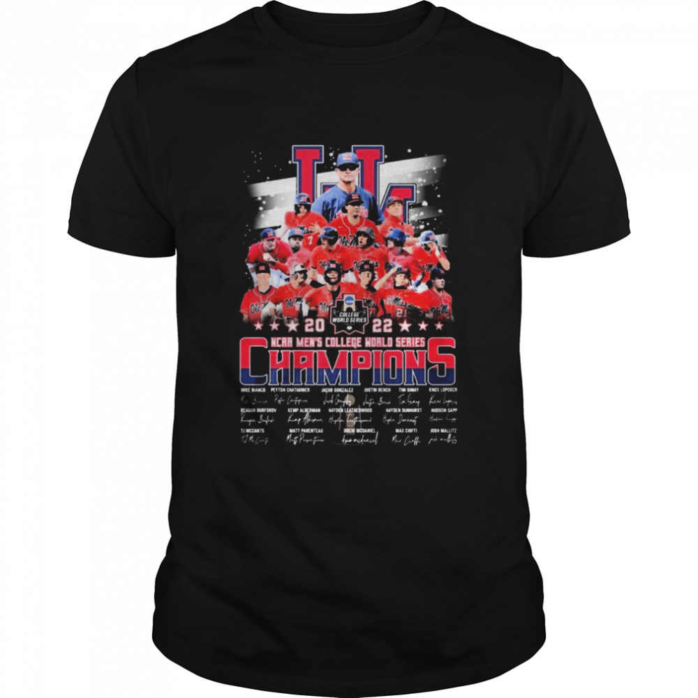 Ole Miss Rebels Baseball Team 2022 NCAA Men’s CWS Champions Signatures Shirt