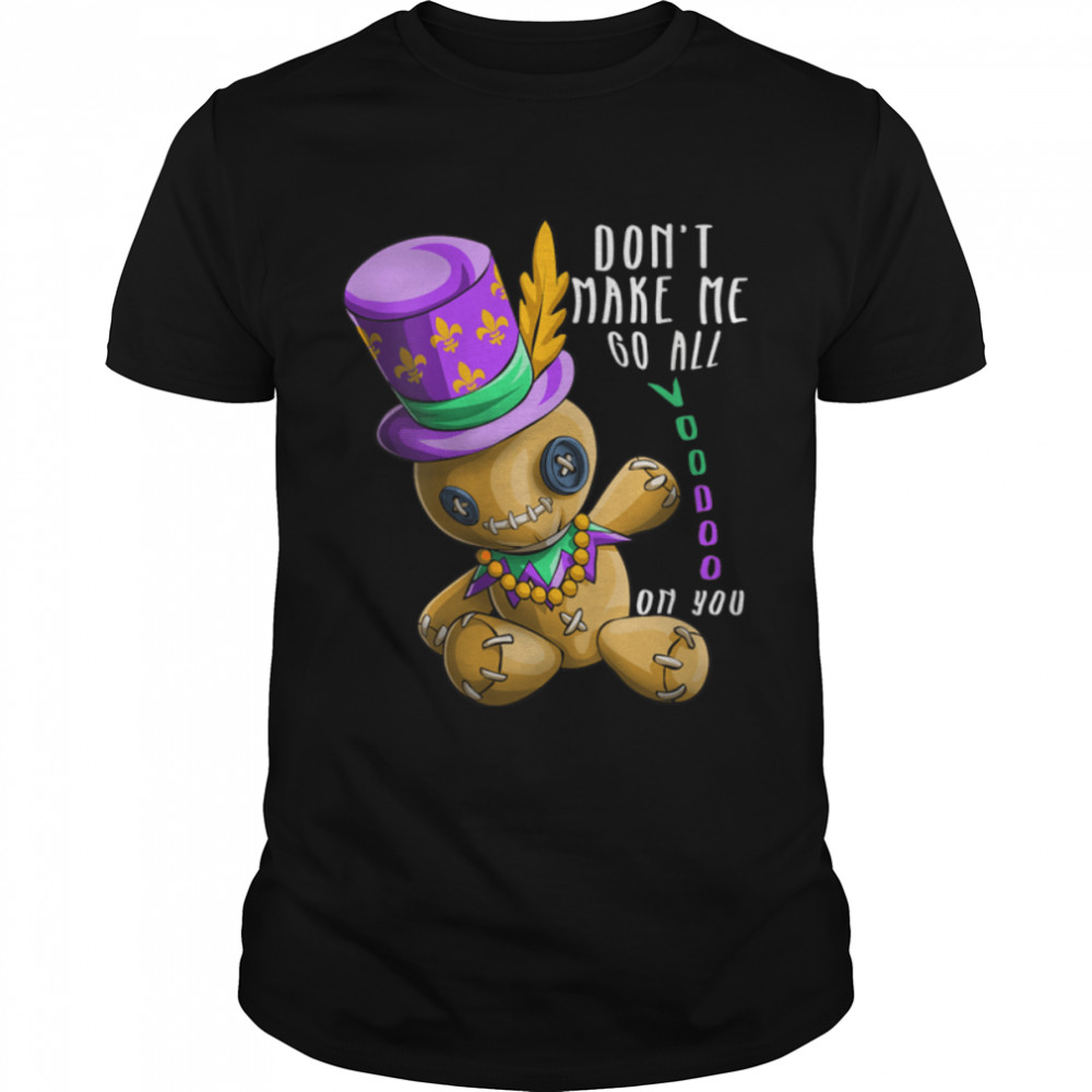 Womens Voodoo Doll Mardi Gras Mask Jester Hat Beads Carnival Gift V-Neck T-Shirt B083Slm4Pv