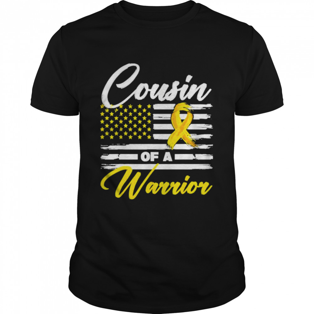 Cousin Of A Warrior Usa Flag Sarcoma Cancer Awareness Shirt