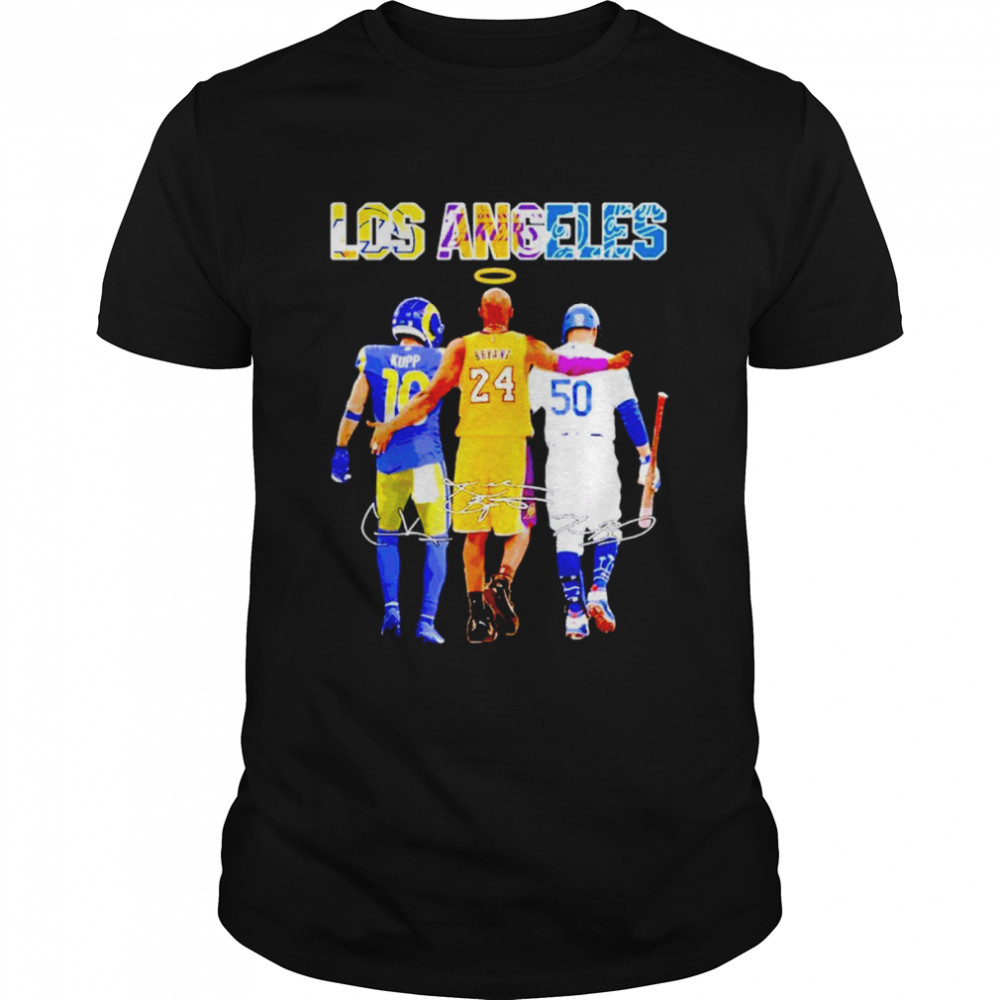 Los Angeles Sports Teams Kupp and Bryant and Mookie Betts signatures shirt